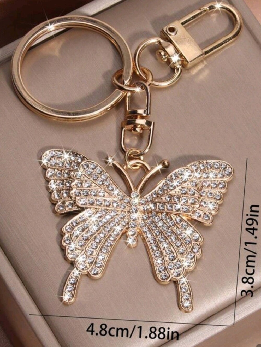 Gold Crystal Butterfly Keychain - Picture 2 of 10